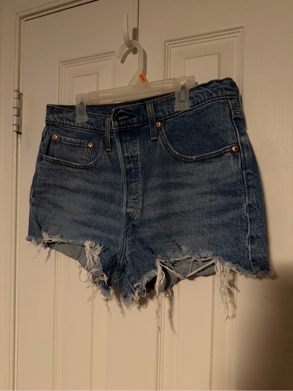 Levi's Distressed High-Rise Denim Shorts - Blue